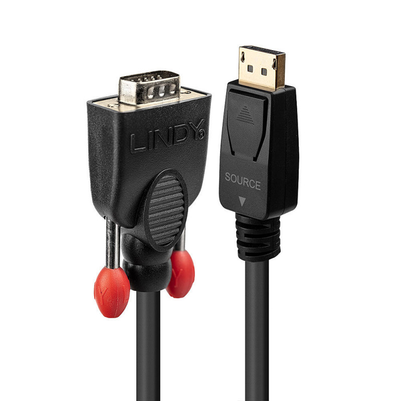 Lindy 41941 videokaapeli-adapteri 1 m DisplayPort VGA (D-Sub) Musta