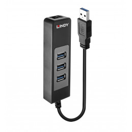 Lindy 43176 keskitin USB 3.2 Gen 1 (3.1 Gen 1) Type-A 5000 Mbit s Musta