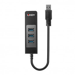 Lindy 43176 keskitin USB 3.2 Gen 1 (3.1 Gen 1) Type-A 5000 Mbit s Musta