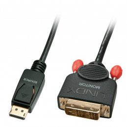 Lindy 41489 videokaapeli-adapteri 0,5 m DisplayPort DVI-D Musta