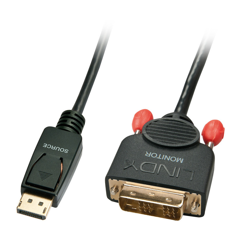 Lindy 41489 videokaapeli-adapteri 0,5 m DisplayPort DVI-D Musta