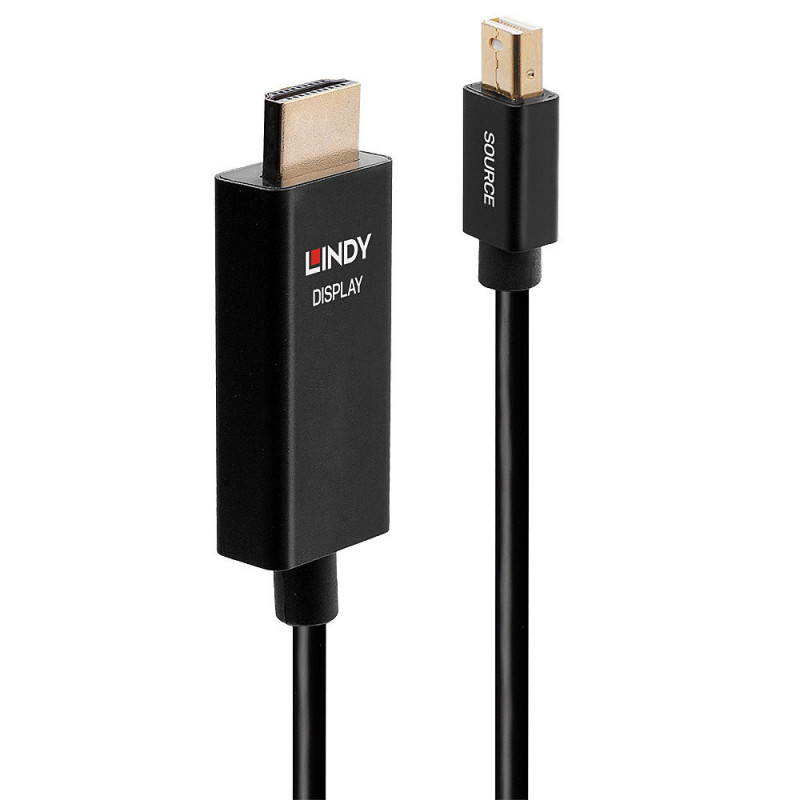 Lindy 40920 videokaapeli-adapteri 0,5 m Mini DisplayPort HDMI Musta