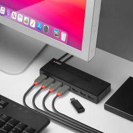 Lindy 43228 keskitin USB 3.2 Gen 1 (3.1 Gen 1) Type-A 5000 Mbit s Musta
