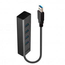 Lindy 43324 keskitin USB 3.2 Gen 1 (3.1 Gen 1) Type-A 5000 Mbit s Musta