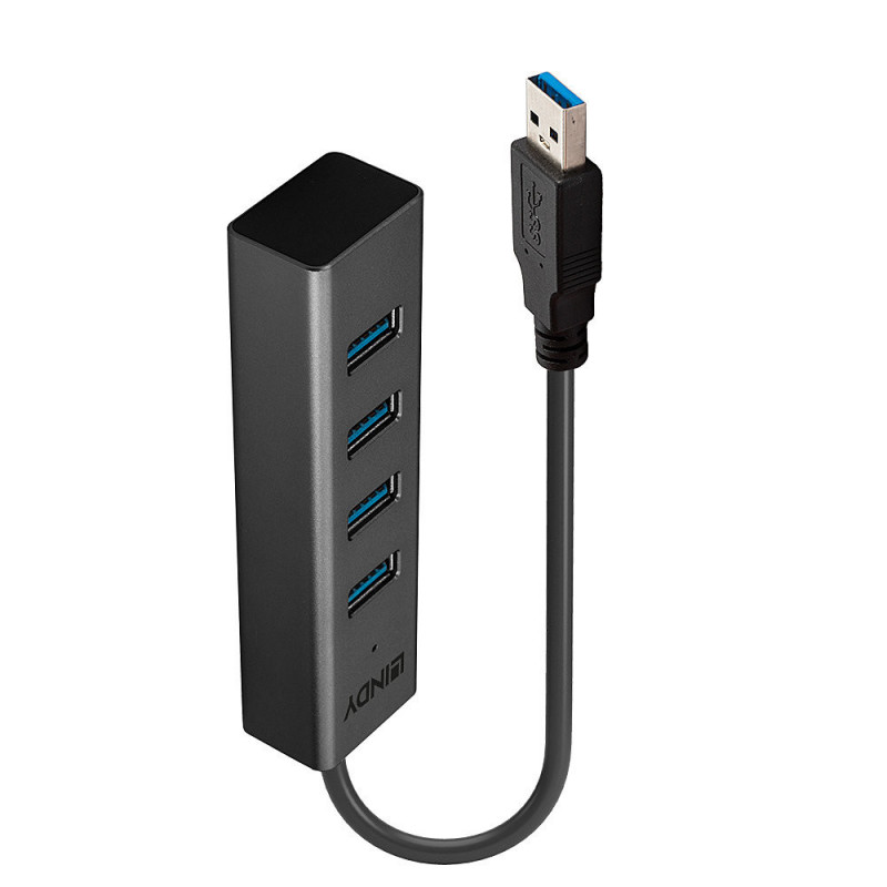 Lindy 43324 keskitin USB 3.2 Gen 1 (3.1 Gen 1) Type-A 5000 Mbit s Musta