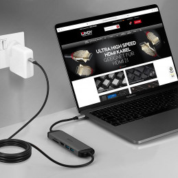 Lindy 43326 kannettavien tietokoneiden telakka ja porttitoistin Langallinen USB 3.2 Gen 1 (3.1 Gen 1) Type-C Musta, Harmaa