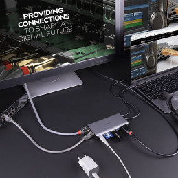 Lindy 43323 kannettavien tietokoneiden telakka ja porttitoistin Langallinen USB 3.2 Gen 1 (3.1 Gen 1) Type-C Musta, Harmaa