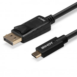 Lindy 43307 videokaapeli-adapteri 10 m USB Type-C DisplayPort Musta