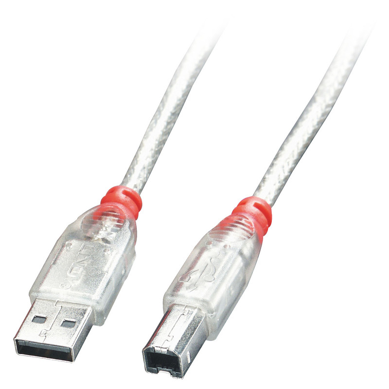 Lindy 41751 USB-kaapeli 0,5 m USB 2.0 USB A USB B Läpinäkyvä