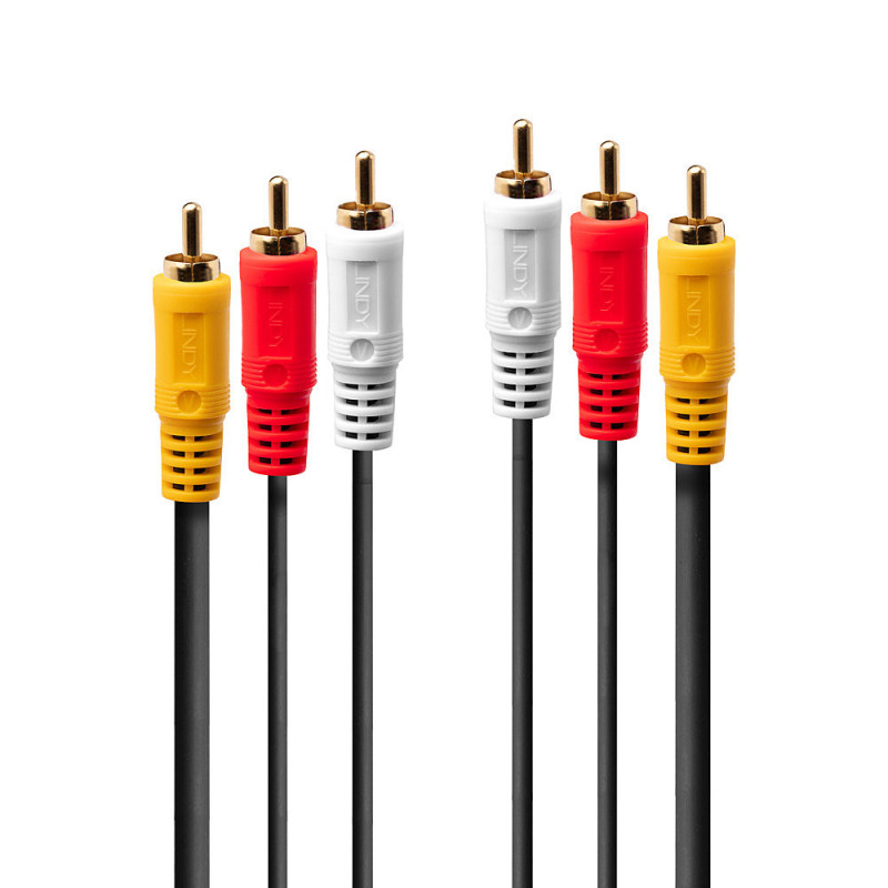 Lindy 35690 audiokaapeli 1 m 3 x RCA Musta, Punainen, Valkoinen, Keltainen