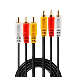Lindy 35690 audiokaapeli 1 m 3 x RCA Musta, Punainen, Valkoinen, Keltainen