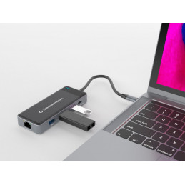Conceptronic DONN14G kannettavien tietokoneiden telakka ja porttitoistin Langallinen USB 3.2 Gen 1 (3.1 Gen 1) Type-C Harmaa