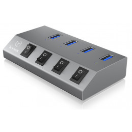 ICY BOX IB-HUB1405 USB 3.2 Gen 1 (3.1 Gen 1) Type-B 5000 Mbit s Antrasiitti