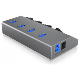 ICY BOX IB-HUB1405 USB 3.2 Gen 1 (3.1 Gen 1) Type-B 5000 Mbit s Antrasiitti