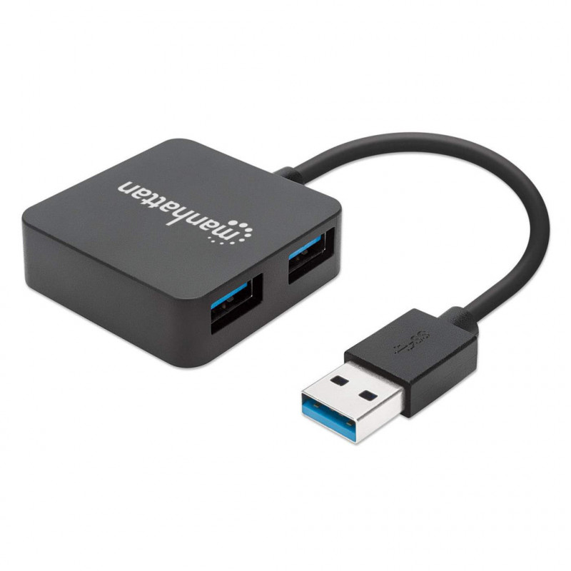 Manhattan 162296 keskitin USB 3.2 Gen 1 (3.1 Gen 1) Type-A 5000 Mbit s Musta