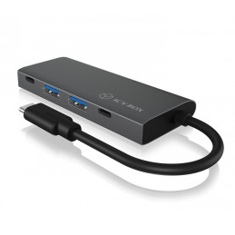 ICY BOX IB-HUB1428-C31 USB 3.2 Gen 2 (3.1 Gen 2) Type-C 10000 Mbit s Antrasiitti, Musta