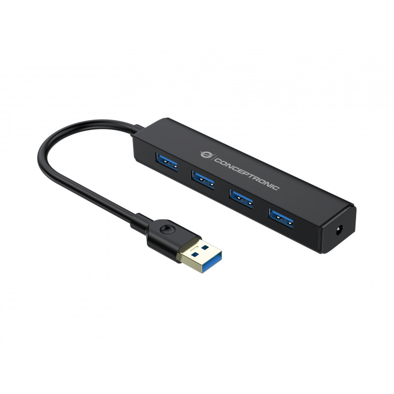 Conceptronic C4PUSB3 keskitin USB 3.2 Gen 1 (3.1 Gen 1) Type-A 5000 Mbit s Musta