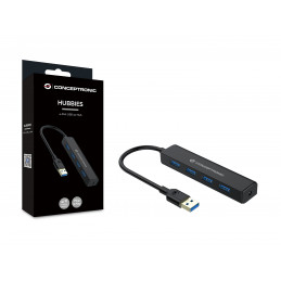 Conceptronic C4PUSB3 keskitin USB 3.2 Gen 1 (3.1 Gen 1) Type-A 5000 Mbit s Musta