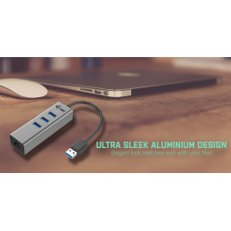 i-tec Metal U3METALG3HUB keskitin USB 3.2 Gen 1 (3.1 Gen 1) Type-A 5000 Mbit s Harmaa