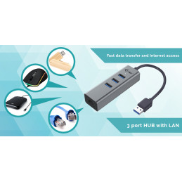 i-tec Metal U3METALG3HUB keskitin USB 3.2 Gen 1 (3.1 Gen 1) Type-A 5000 Mbit s Harmaa