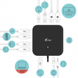 i-tec C31DUALDPDOCKPD100W kannettavien tietokoneiden telakka ja porttitoistin Langallinen USB 3.2 Gen 1 (3.1 Gen 1) Type-C Musta