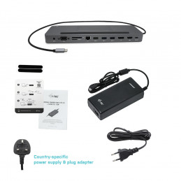 i-tec Metal C31FLATPRO112W kannettavien tietokoneiden telakka ja porttitoistin Langallinen USB 3.2 Gen 1 (3.1 Gen 1) Type-C
