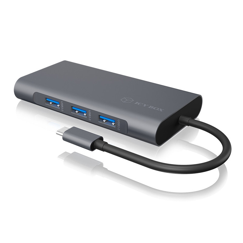 ICY BOX IB-DK4040-CPD Langallinen USB 3.2 Gen 1 (3.1 Gen 1) Type-C Antrasiitti, Musta