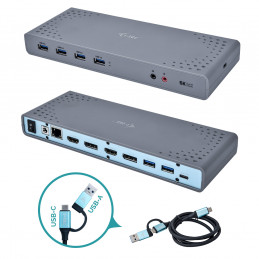 i-tec CADUAL4KDOCK kannettavien tietokoneiden telakka ja porttitoistin Langallinen USB 3.2 Gen 1 (3.1 Gen 1) Type-C Musta,