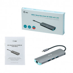 i-tec Metal C31NANODOCKLANPD kannettavien tietokoneiden telakka ja porttitoistin Langallinen USB 3.2 Gen 1 (3.1 Gen 1) Type-C