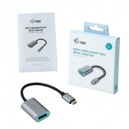 i-tec Metal C31METALDP60HZ videokaapeli-adapteri 0,15 m USB Type-C Display Port Harmaa, Turkoosi