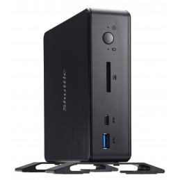 Shuttle XPC nano NC1010XA tietokone työasema 4205U mini PC Intel® Celeron® 4 GB DDR4-SDRAM 128 GB SSD Musta