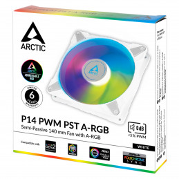 ARCTIC P14 PWM PST A-RGB Tietokonekotelo Tuuletin 14 cm Valkoinen 1 kpl