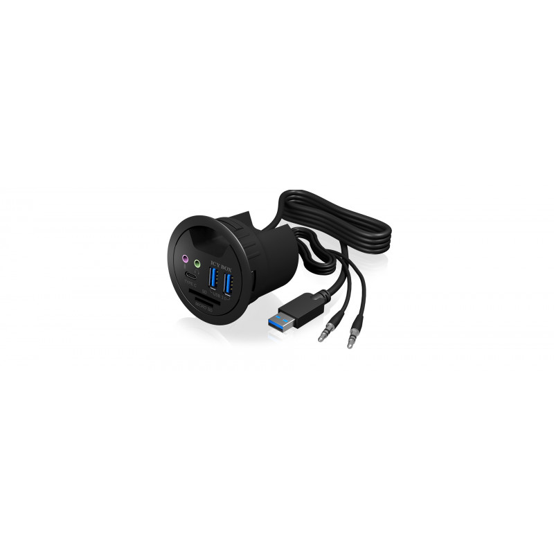 ICY BOX IB-HUB1404A 5000 Mbit s Musta