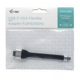 i-tec C31FLATVGA60HZ videokaapeli-adapteri 0,11 m USB Type-C VGA (D-Sub) Musta