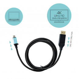 i-tec C31CBLDP60HZ videokaapeli-adapteri 1,5 m USB Type-C DisplayPort Musta