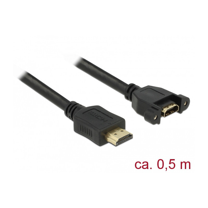 DeLOCK 85463 HDMI-kaapeli 0,5 m HDMI-tyyppi A (vakio) Musta