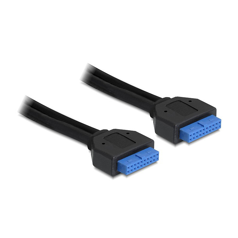 DeLOCK 0.45m USB 3.0 19-p F F USB-kaapeli 0,45 m IDC Musta