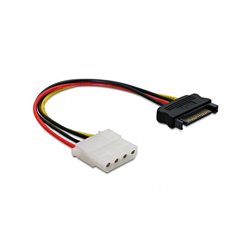 DeLOCK Power SATA Molex Cable Musta, Punainen 0,12 m