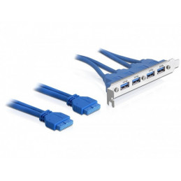 DeLOCK 2 x USB 3.0 19-pin - 4 x USB 3.0-A USB-kaapeli 0,4 m USB 2.0 USB A Sininen