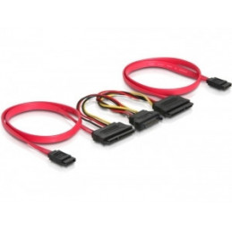 DeLOCK SATA All-in-One cable for 2x HDD SATA-kaapeli 0,5 m Punainen