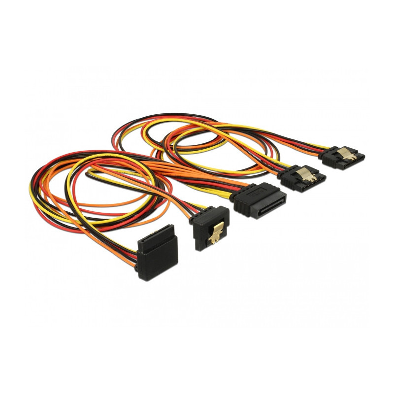 DeLOCK 60149 SATA-kaapeli 0,5 m SATA 15-pinninen 4 x SATA 15-pinninen Musta, Oranssi, Punainen, Keltainen