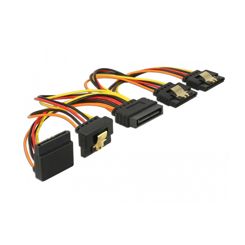 DeLOCK 60147 SATA-kaapeli 0,15 m SATA 15-pinninen 4 x SATA 15-pinninen Musta, Oranssi, Punainen, Keltainen