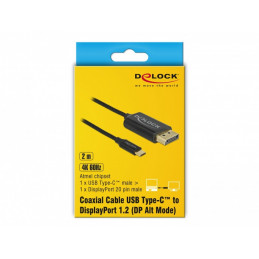DeLOCK 83710 videokaapeli-adapteri 2 m USB Type-C DisplayPort Musta