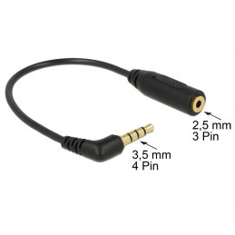 DeLOCK 0.175m 3.5mm 2.5mm audiokaapeli 0,175 m Musta