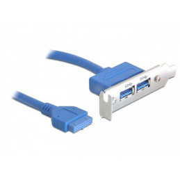 DeLOCK USB 3.0 19-pin - 2 x USB 3.0-A USB-kaapeli 0,4 m USB 3.2 Gen 1 (3.1 Gen 1) USB A Sininen