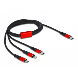 DeLOCK 86711 USB-kaapeli 1 m USB 2.0 USB C USB C Micro-USB B Lightning Musta, Punainen