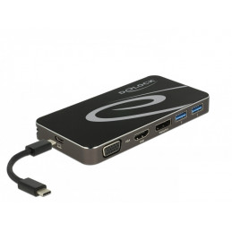 DeLOCK 87773 kannettavien tietokoneiden telakka ja porttitoistin Langallinen USB 3.2 Gen 1 (3.1 Gen 1) Type-C Musta