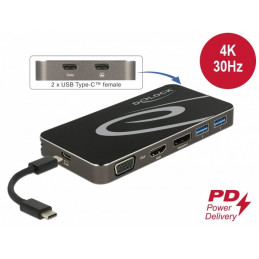 DeLOCK 87773 kannettavien tietokoneiden telakka ja porttitoistin Langallinen USB 3.2 Gen 1 (3.1 Gen 1) Type-C Musta