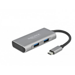 DeLOCK 63261 keskitin USB 3.2 Gen 2 (3.1 Gen 2) Type-C 10000 Mbit s Musta, Harmaa