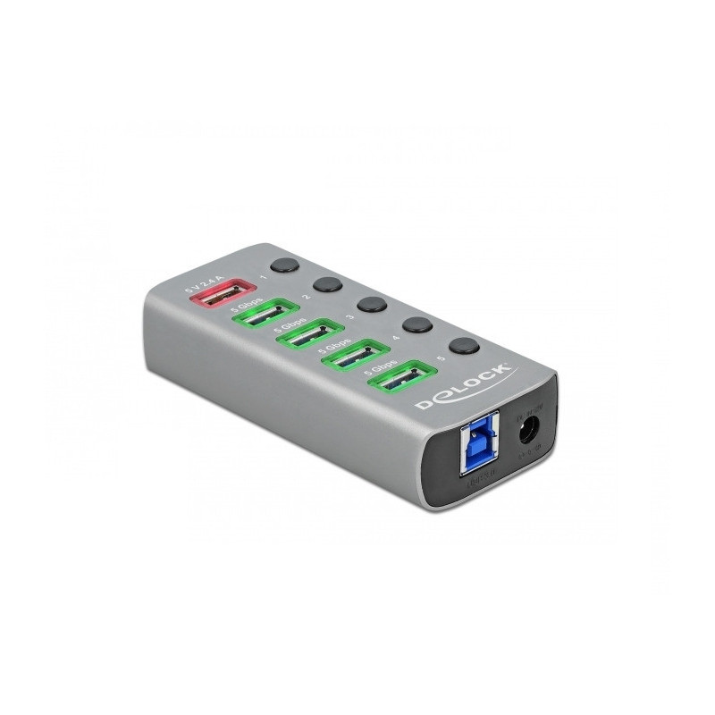 DeLOCK 63263 keskitin USB 3.2 Gen 1 (3.1 Gen 1) Type-B 5000 Mbit s Harmaa